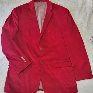 Mens Red Corduroy Blazer Jacket 44L Saddlebred Sport Coat Cotton Preppy